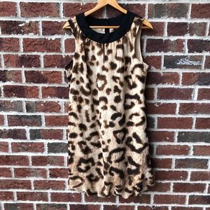 Nicole Miller Animal Print Keyhole Neck Dress Size 12